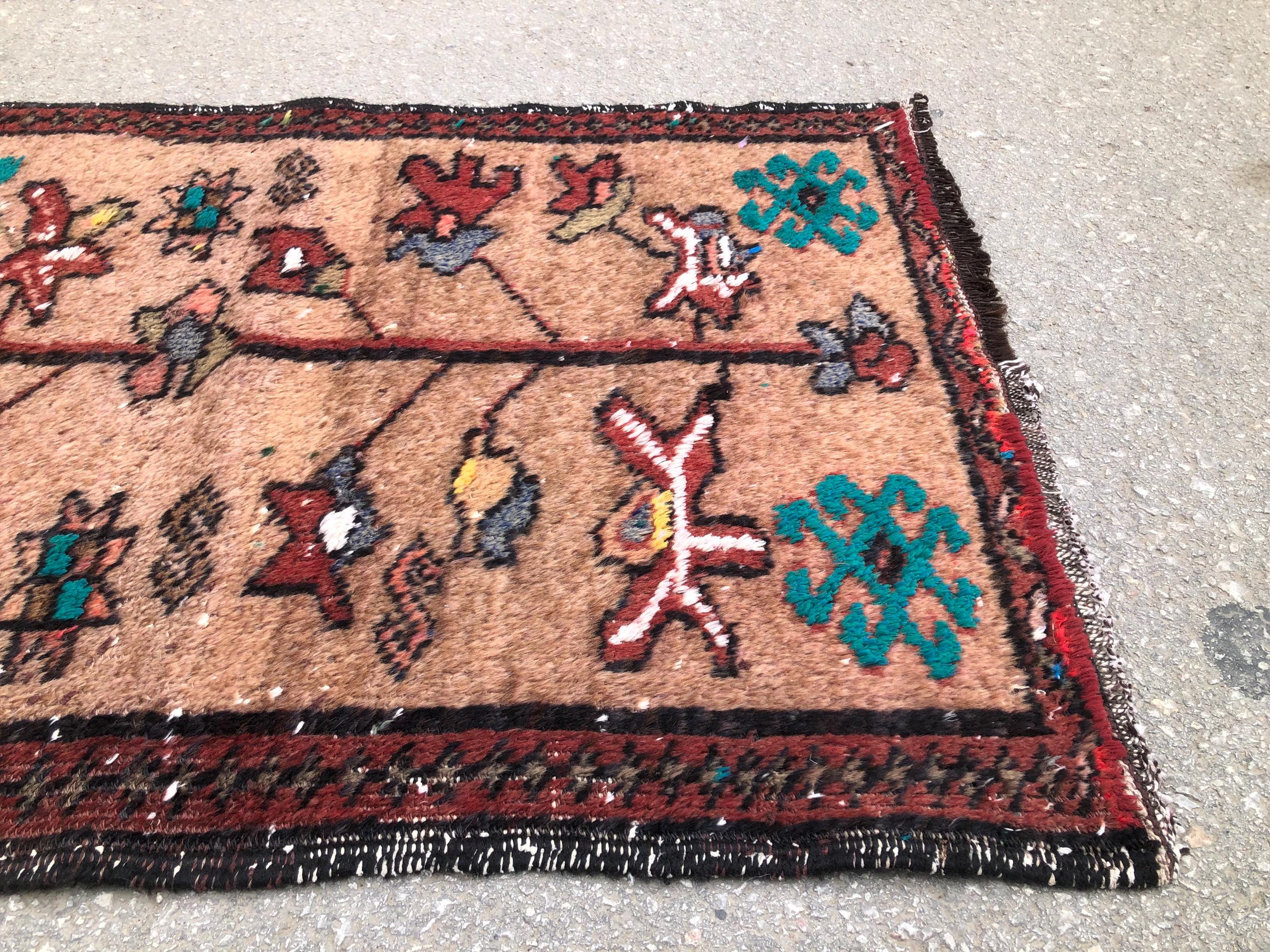 Vintage Anatolian Kilim Rug, Small Turkish, Bohemian Area Rug 2.8x4.8 ft