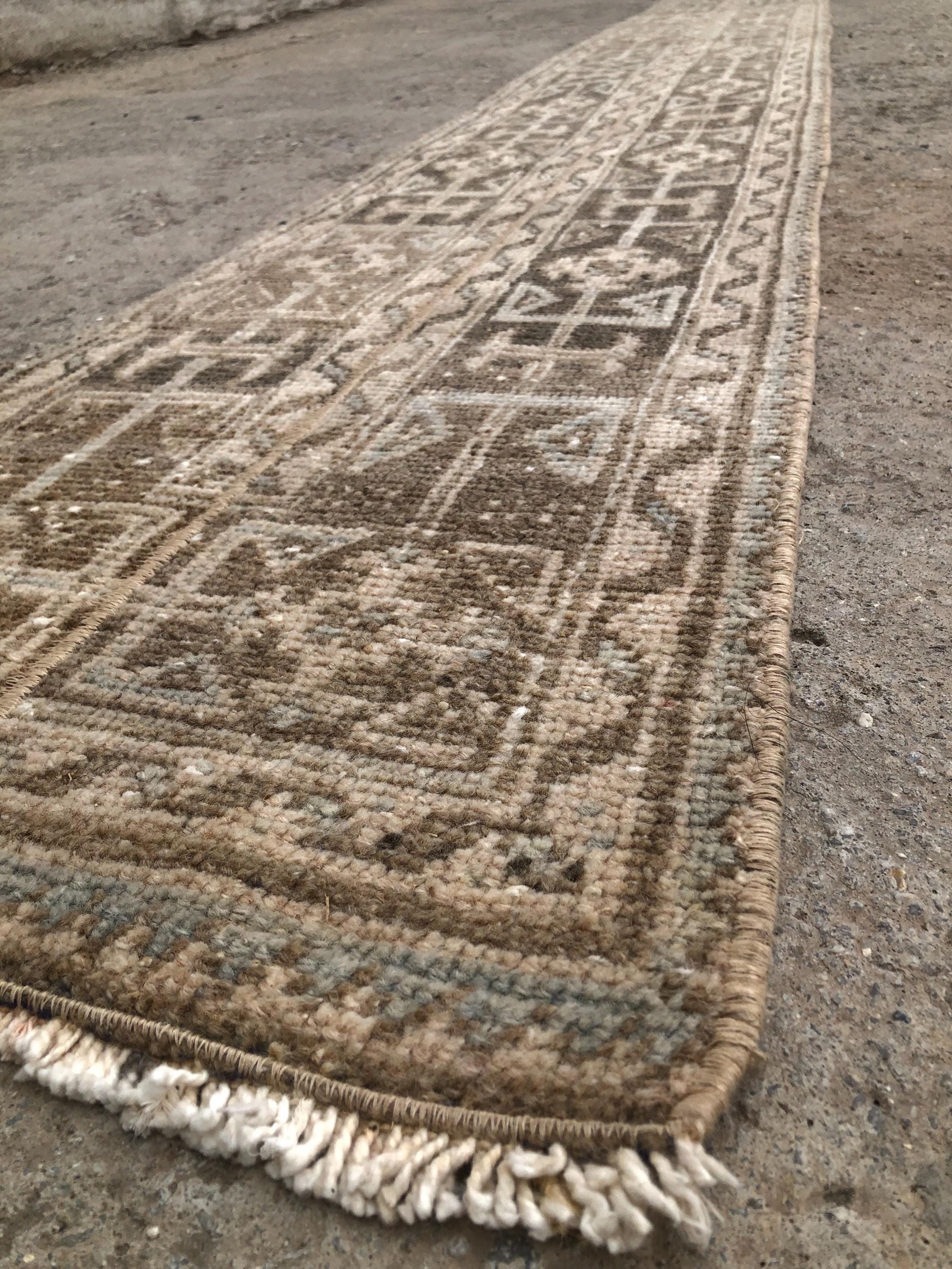 Extra Long Patchwork Runner Rug: Vintage Turkish Oushak Wool Rug