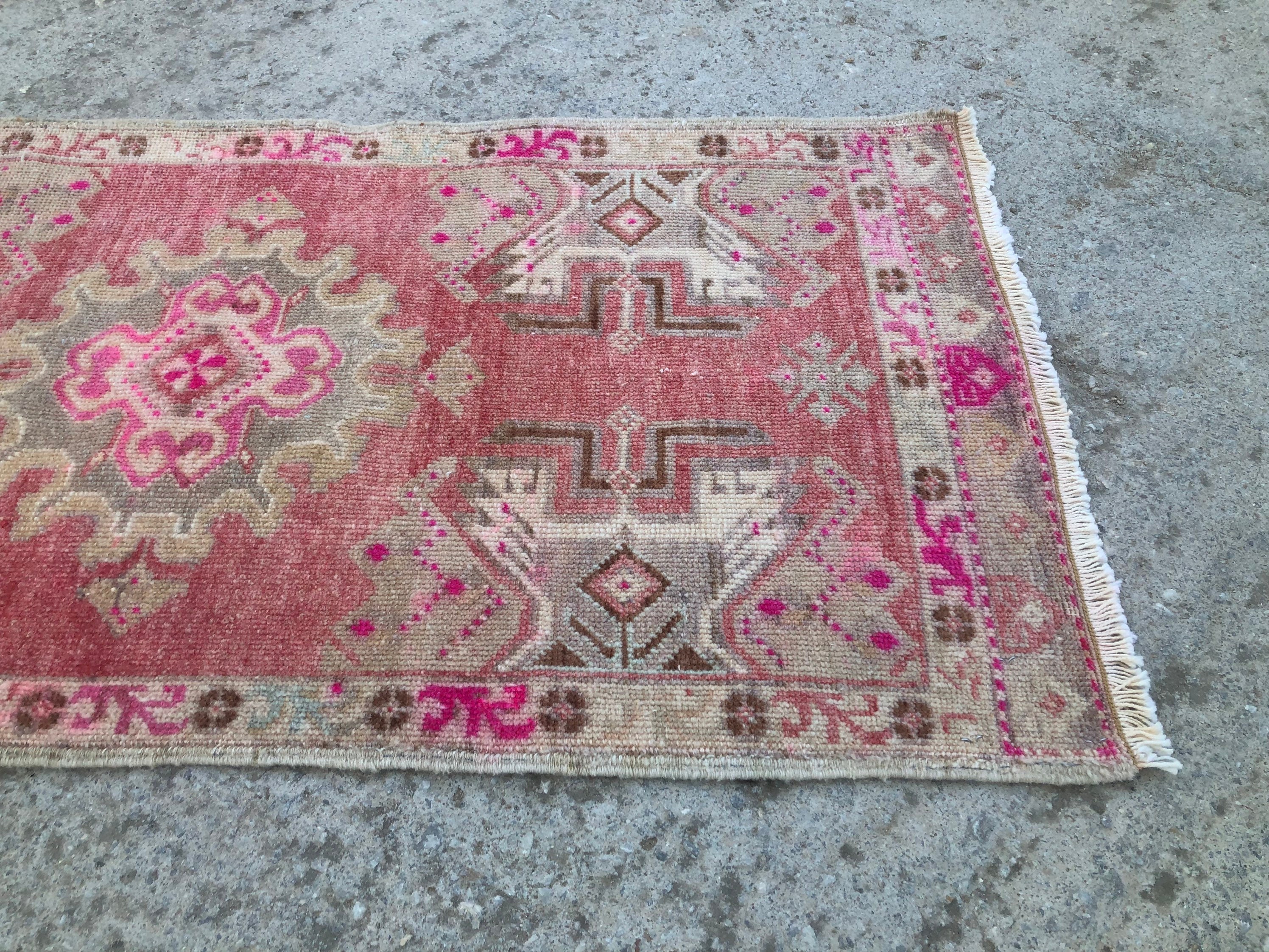 Vintage Turkish Oushak Rug: Pastel Blue Small Wool Rug (1’8x3’6)