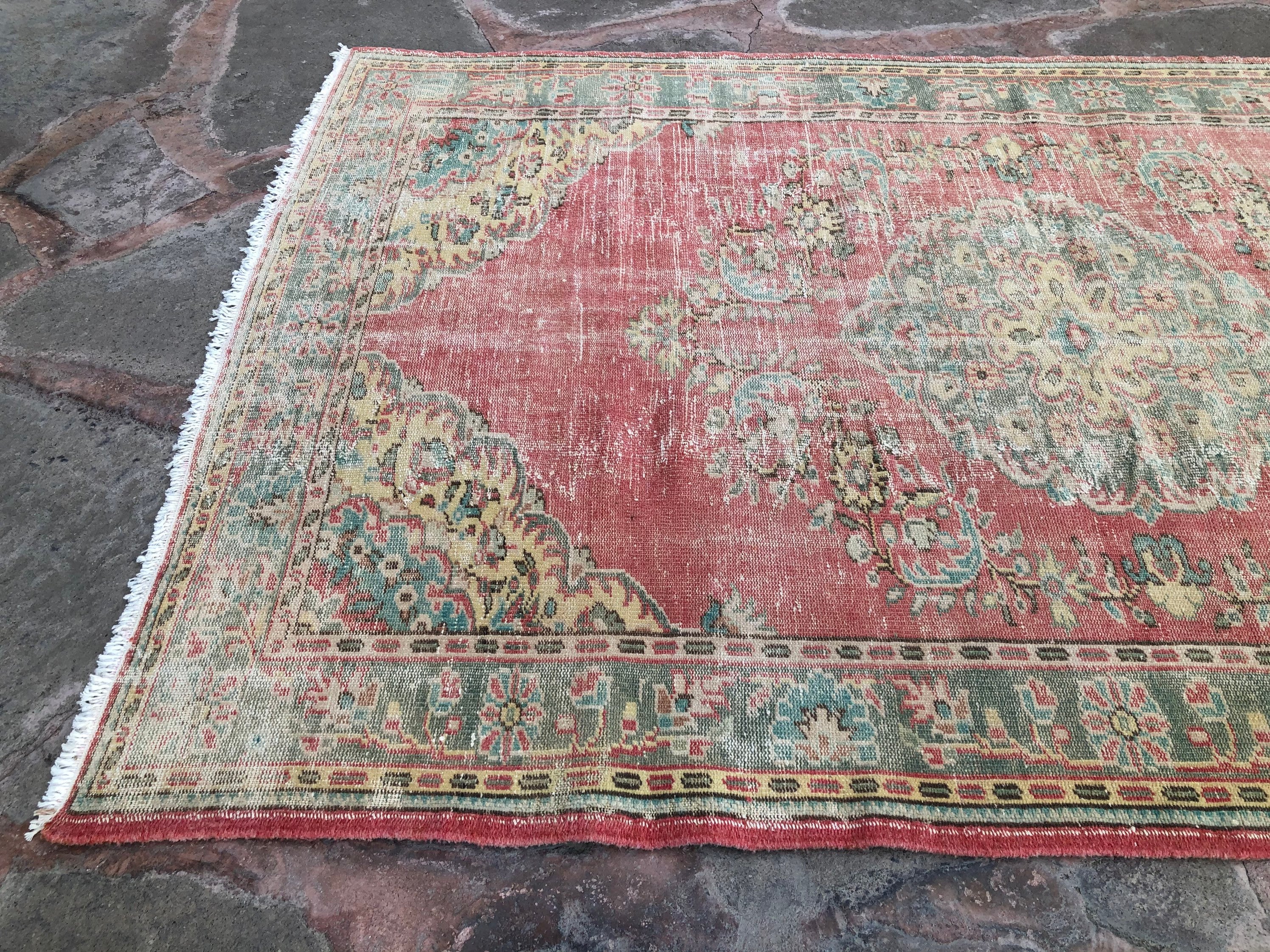 Vintage Turkish Rug, Distressed Anatolian Carpet, Small Area Rug 2.4 x 4.7 ft