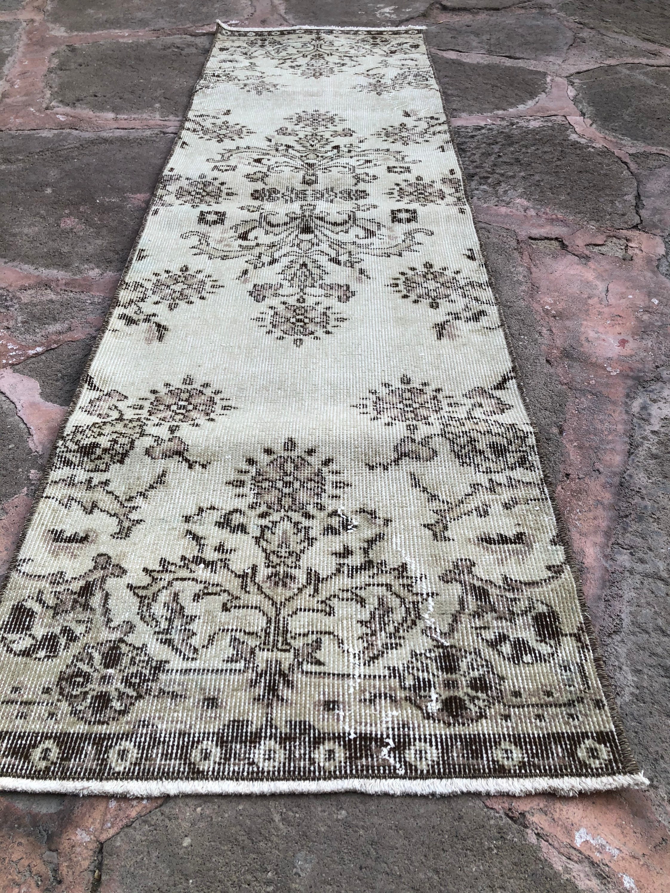 Handmade Wool Turkish Runner Rug: Vintage Hallway Rug (2’0x6’10)