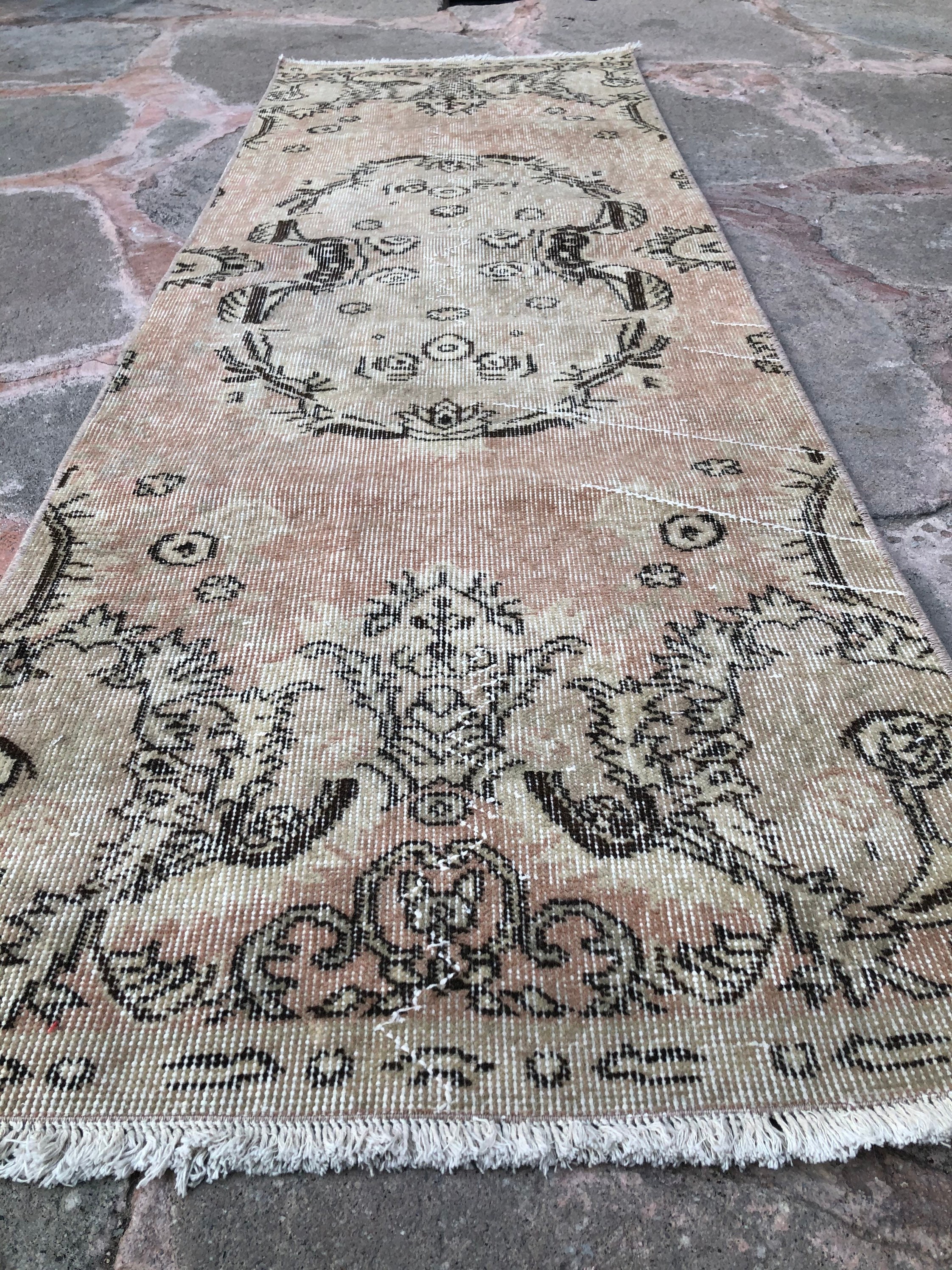 Vintage Turkish Oushak Runner Rug: Decor Floor Runner (2’4x6’10 ft)