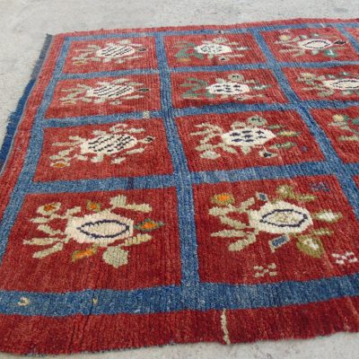 Bohemian handmade Muted red Blue Colored Rug, Office Saloon Rug, Children Room Rug Soft Wool Rug