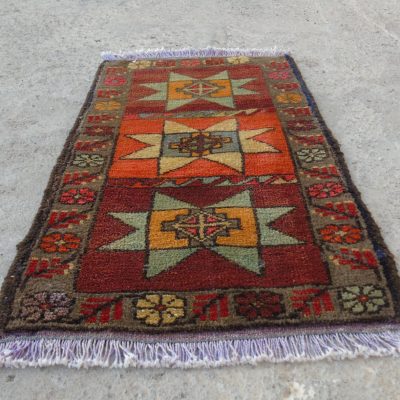 Bohochic small Rug, Orange Colored Bedside Rugs Entry Ways Turkish Handmade  Rug   1’5′ x 2’6′,  small vintage rug, Vintage hand knotted Rug