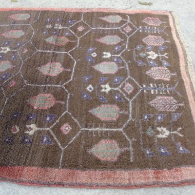 Tribal Rug, Vintage Bohemian Saloon Rug, Brown Color Wool Handmade Turkish Rug, 3’7 x 6′  / 114x 183cm