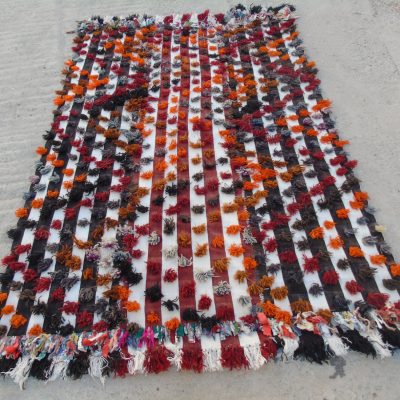 UNIQUE Turkish Shaggy Rug, 4’5 x 6’9 /139 x 211 cm, Peerless Long Pile Tulu Carpet, Woven Colorful Shag Rugs, Moroccan Style Flokati Rug.