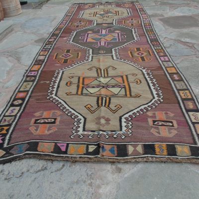 Turkish Kilim Rug, Kilim Rug, Vintage Turkish Kilim Rug, Handmade Turkish Kilim Rug, Large Turkish Kilim Rug, Bohemian Kilim Rugs  5’3×13’8