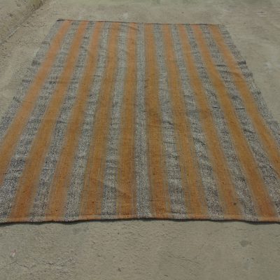 Boho Yellowish Brown Stripes on Grey Large Area Kilim Rug, Decorative Rug, Nomadic Vintage Kilim Rug, Antique Kilim Rug,7’0x9’0/ 216x277cm