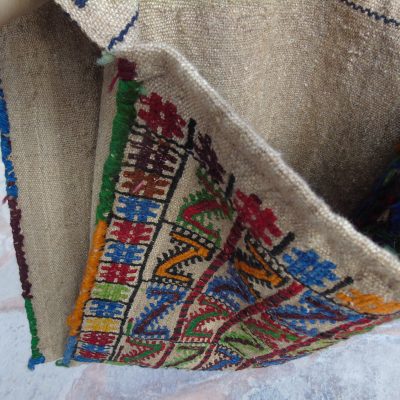 Ethnic Handmade Turkish Kilim Saddlebag, Nomadic Kilim Saddlebag, Multicolored Handmade Saddlebag, 1’3 x 3’6 / 40 x 110 cm