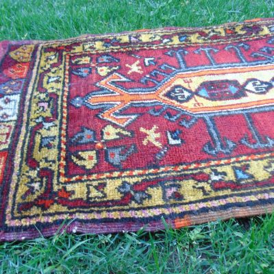 Red-Yellow Multi Colored  Small  Turkish Rug, Handmade Vintage Small Rug, Door Mat Rug, Kitchen Rug, Bedside Rug, 1’8 x 4’9 / 57x 150 cm