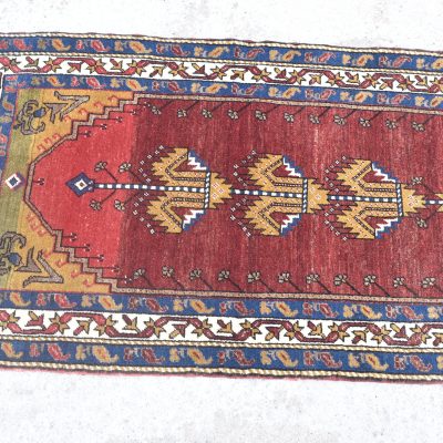 Handmade Small Turkish Rug, Prayer Turkish Rug, Decorative Tribal Rug, Vinatge Sufi Rugs, Ottoman Blue-Red Small Rugs,  2’4 x 4’1 / 76 x 125