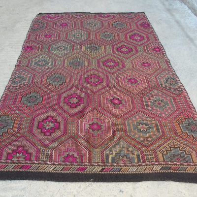 Wool on Wool Rug, Zili Kilim Purplish Multi-Colored Turkish Rug, Area Rug, 195 x 295 cm/ 6’3 x 9’6 feet