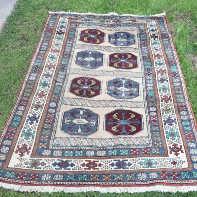 Bohemian Area Rug, Blue & Beige Colored Decorative Turkish Rug, Tribal Rug,  Home Living Vintage Rugs 121 x 180 cm/ 3’9 x 5’9