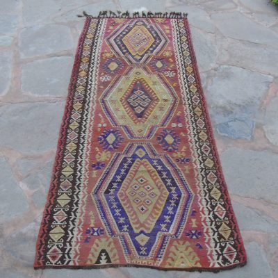 Turkish Kilim Rug, Tribal Nomadic Red Kilims Rug, Vintage Kilim Rug, Bohemian Rug, Turkish Kilim Rug, Anatolian Kİlim Rug, 128x288cm/4’2×9’5