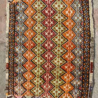 Small Kilim, Small Rug, Door Mat Rug, Bedside Rug, Vintage Small Rug, Turkish Rug, White Multicolors Rug, Anatolian Rug, 45×70/1’5×2’3