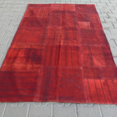 Patchwork Rug, Patchwork Kilim Rug, Area Rug, Woolen Rug, Red Rug, Bohemian Rug, Vintage Rug, Decorative Rug, Indoor Rug, 125x183cm/4’1×6’0