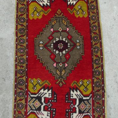 Red Oushak Small Rug, Turkish Small Oushak Rug, Vintage Small Rug, Door Mat Oushak Rug, Bath Rug, Small Vintage Rug, Small Old Rug, 1’6×3’10