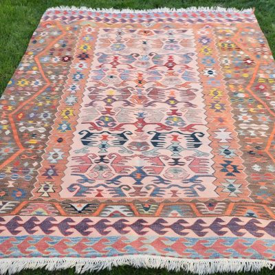 Turkish Kilim Rug, Naturel Dyed Organic Color Turkish Kilim Rug, Turkish Kilim, Vintage Handwoven Turkish Kilim Rug, Colorfull Kilim 5’3×6’7