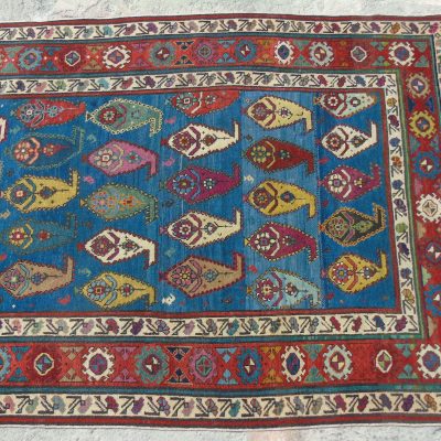 Antique Caucasian Shirvan Rug, Handwoven Natural Dyed Organic Woolen Kazak Rug, Home Decor Area Rug, Antique Collector  Rug, 4’0x9’3