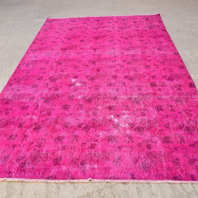 Pink Overdyed Rug, Turkish Distressed Rug, Vintage Turkish Rug, Vintage Overdyed Turkish Rug, Handwoven Distressed Turkish Rug, 6’10×10’4