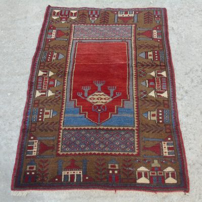 Turkish Prayer Rug, Vintage Anatolian Prayer RUg, Oushak Prayer Rug, Handwove Prayer Rug, Decorative Prayer Rug, Oriental Prayer Rug 2’6×3’6