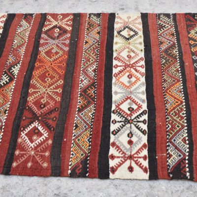 2’3×13’9 / 72×425 cm, Red Stripes Turkish Kilim Rug Runner, Entry Kilim Rug Runner, Bohemian Kilim Rug Runner, Hallway Kilim Rug.