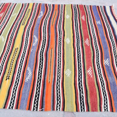 Kilim Rug, Stripe Kilims , Handmade Vintage Turkish Kilim Rug, Stripe Design Kilim Rug, Old Kilim Stripe Design, Turkish Stripe Kilims Rug