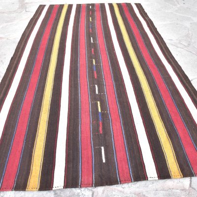 Red Brown Stripe Kilim Rug, Minimallhome Turkish kilim Rugs, Handmade Turkish Kilim Rugs, Vintage Wool Kilims, Multi Color Decorative Kilims