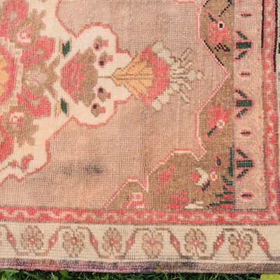 Bohemian Bedside Rug, Turkish Vintage Small Rug, Home Decor Small Rug, Turkish Yastik, Vintage Door Mat, Turkish Oushak Small Rug, 1’9×3’8