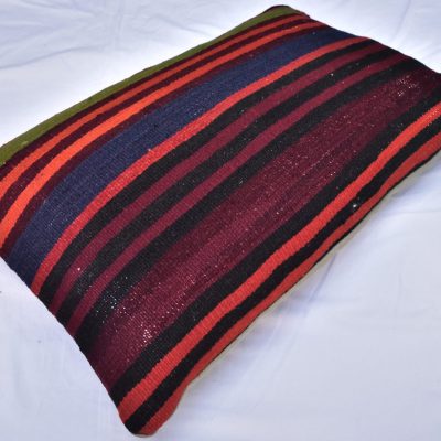 Multicolors Stripe Kilim Pillow Casing, Nomadic Design Cushion Casing, Handwoven Kilim Cushion Case, Anatolian Home Decor Cushion, 16”x24”