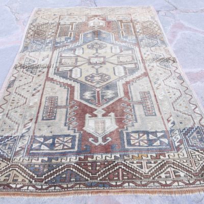 Rustic Vintage Oushak Area Rug, Pastel Oriental Carpet Rug, Handwoven Anatolian Old Rug, Living Room Decor Rug, Oushak Carpet Rug, 3’9×5’7