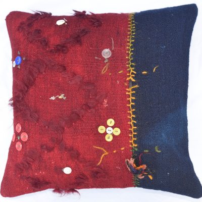 Red Blue Cushion Cover, Turkish Kilim Rug Pillows,, Throw Pillowcase, Cushion Kilim Pillowcase,Handmade Kilim Pillow, Boho Pillows,  16″x16″