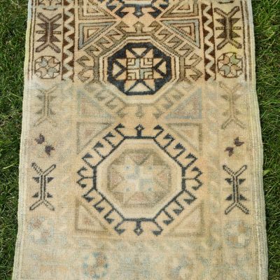 Vintage Door Mat Rug, Bedside Rug, Bath Rug, Small Oushak Rug, Turkish Small Rug, Rustic Small Rug, Yastik Rug, Placemat Rug, 1’11×4’2