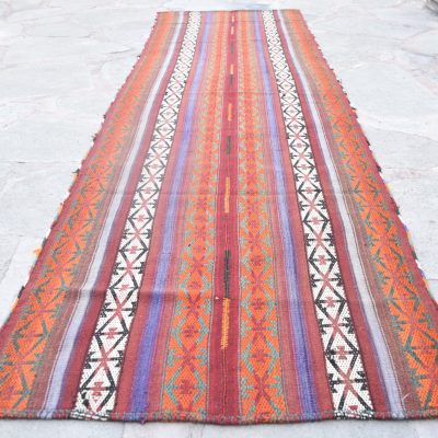 Orange Kilim Rug / Turkish Kilim Rug / Vintage Bohemian Kilim Rug / Kilim Rug / Oriental Turkish Kilim Rug / Kelims / Stripe Kilims Rug