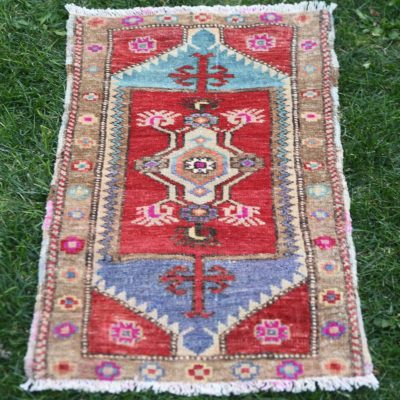 Turkish Yastik Rug, Turkish Small Rug, Small Carpet Rug, Oushak Carpet Mat Rug, Bedside Rug, Door Mat Oushak Rug, Bath Small Rug,  1’7×2’7