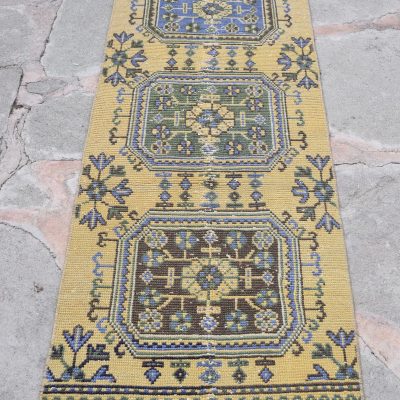 Oushak Runner Rug, Runner Rug, Turkish Runner Rug, Vintage Runner, Bohemian Runner Rug,  Hallway Rug, Kitchen Runner Rug, 75x346cm/2’6×11’5