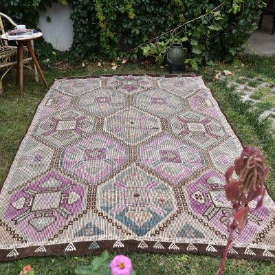 Turkish Kilim Rug  / Muted Pastel Color Kilim Rug / Turkish Kilim Rug / Vintage Kilim Rug / oushak kilim rug / Nomadic Kilim Rug / Kilims