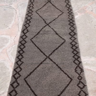 Minimal Turkish runner Rug / Organic Wool Runner Rug / Vintage runner rug / Anatolian runner rug/ grey runner rug/  hall entrance runner