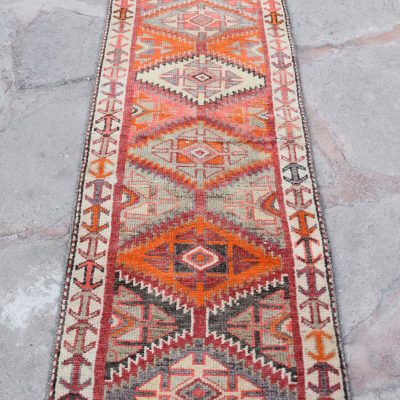 Turkish Runner Rug / Vintage Runner Rug / Oushak Runner Rug / Orange Color Runner Rug / Bohemian Runner Rug / Oushak Runner Rugs