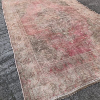 Oushak Area Rug, Rug, Turkish Oushak Rug, Vintage Turkish Oushak Rug, Distressed Oushak  Pastel Pinkish Oushak Rug, FREE SHIPPING 5.11×9.5ft