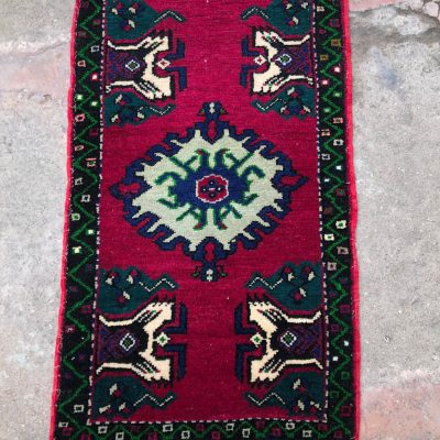 Small Turkish Rug, Vintage Rug, Home Decor Rug, Wool on Wool Rug, Red Rug, Handwoven Rug, Bath Rug, Anatolian Rug, Yastik, bathroom rug