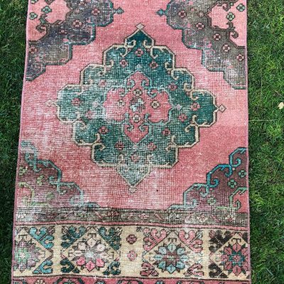 Medallion Oushak Runner Rug, Red Carpet Runner Rug, Vintage Runner Rug, Oriental Runner Rug, Oushak Vintage Rug, Bohemian Runner, 2’9×13’1