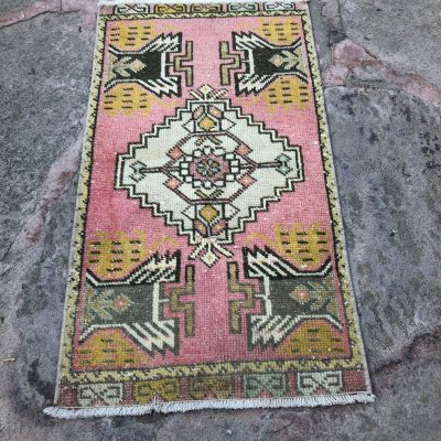 1’8×2’11 oushak small turkish rug, muted color small oushak rug, rugs, small oushak rug, bedside oushak rug, vintage small rug, door mat rug