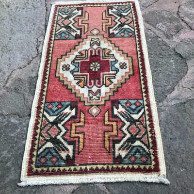 Carrot Red Colored Rug, Small Rug, Turkish Rug, Vintage Rug, Door Mat Rug, Bath Rug, Handwoven Turkish Rug 1’8×3’3, mini rugs