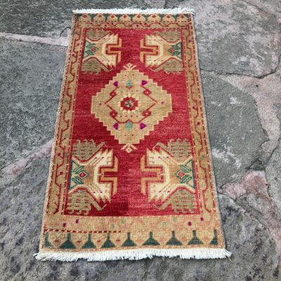 Bedside Rug, Oriental Door Mat Rug, Turkish Small Rug, Vintage Small Turkish Rug, Small Anatolian Rug, Small Handwoven Turkish Rug, 1’8×3’2