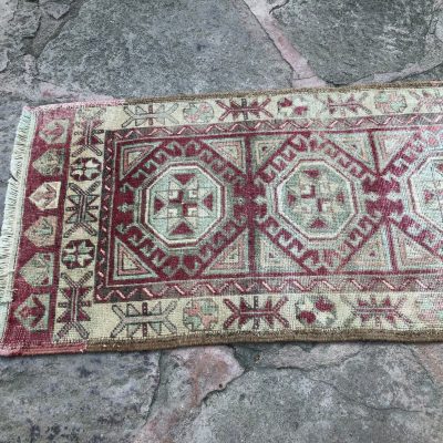 1’11×4’2 vintage Turkish small rug/ colorful small rug/Oushak small rug/ entry rug/ front door rug/ entrance door mat rug/Bohemian small rug