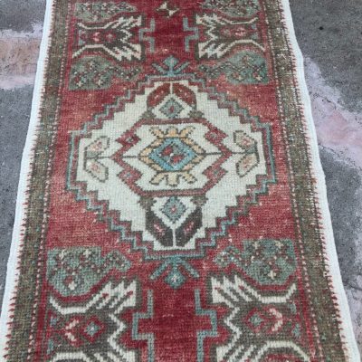 Small Turkish Oushak Rug, Vintage Miniature Small Turkish Oushak Rug, Bed Side Rugs, Mid Century Rug, Home Entrance Mat Door Rugs, 1’8×2’8