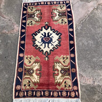 Oriental Door Mat, Turkish Small Carpet, Bohemian Entry Rug, Anatolian Handwoven Vintage Rug, Kitchen Rug, Oushak Small Carpet, 1’11×3’4