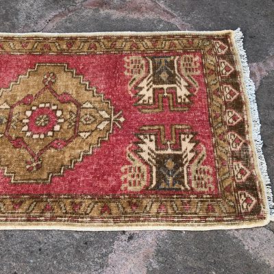 Small Oushak Rug, Vintage Turkish Small Rug, Decoratie Small Rug, Oushak Bedside rug, Oushak Door Mat, Turkish Door Mat, Bath Rug, 1’7×3’4