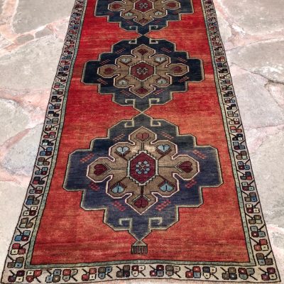 Red Oushak Runner Carpet, Turkish Runner Rug, Vintage Rug Runner, Oriental Runner Rug, Handmade Runner Rug, Corridor Runner Rug, 4’0x9’6